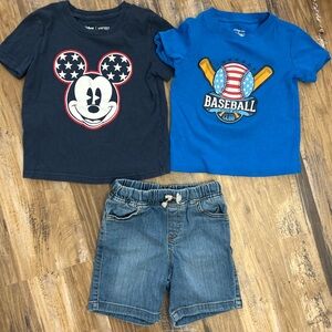 Disney Navy & Royal Blue Mickey Baseball Tee Set
